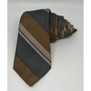 Damon Men’s Luxury Silk Polyester Blend Woven Tie Brown Striped Tie Made in USA